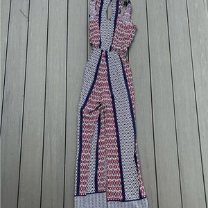 BeBop Red and Blue Patterned Jumpsuit